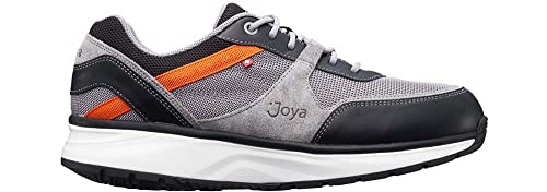 JOYA Tony II Grey/Orange, Herrensneaker aus Nubuk, Leder und Mesh, für die tägliche Belastung, Bequeme Schnürsneaker, Grau/Orange, 41 2/3 von JOYA