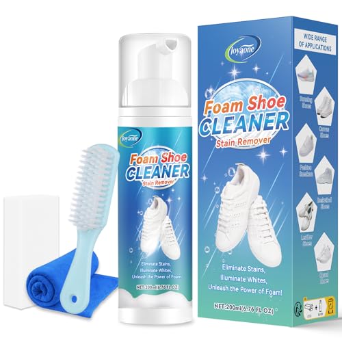 Weißer Schuhreiniger, Ready Foam Sneaker Cleaner, sicherer und sanfter Sneaker-Reiniger, Schuhreinigungsset mit Bürste und Handtuch, Schaumreiniger geeignet für Canvas-, Leder- und Strickschuhe(200ml) Weißer Schuhreiniger, Ready Foam Sneaker Cleaner, sicherer und sanfter Sneaker-Reiniger, Schuhreinigungsset mit Bürste und Handtuch, Schaumreiniger geeignet für Canvas-, Leder- und Strickschuhe(200ml) von JOYAONE
