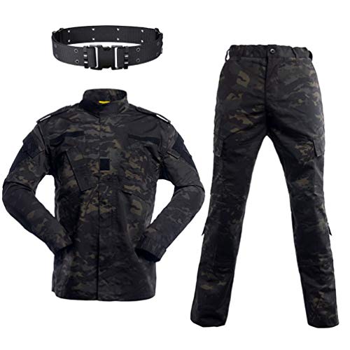 Airsoft Paintball Tactical Suits Männer Jagdkampf BDU Uniform Jacke Camo Shirt & Pants mit Gürtel zum Schießen Jagdkriegsspiel XXL von JOYASUS