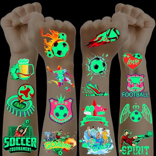 200+ Fußball Tattoo Kinder, Leuchttattoos Fussball Geschenke Jungen 5 6 7 8 9 10 Jahre, Mitgebsel Fussball Spiele Kleinigkeiten für Kinder, Fußball Zubehör Sachen Geschenke für Fußballfans von JOYEASE