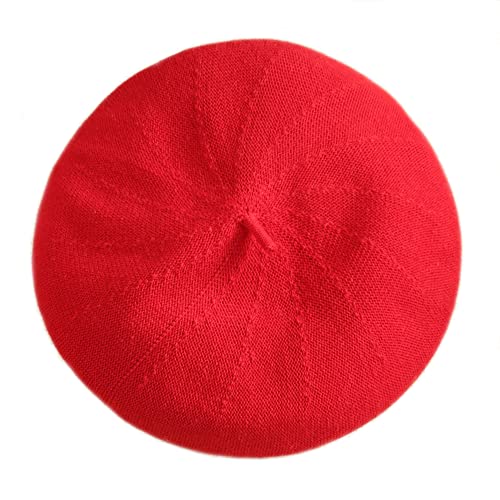 JOYHY Damen Leinen Sommer Atmungsaktiv Stricken Französisch Baskenmütze Hüte Rot von JOYHY