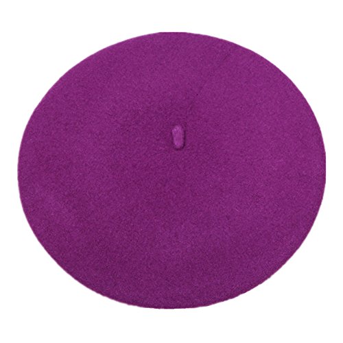 JOYHY Damen Wolle Solide Farbe Klassisch Französisch Stil Baskenmütze Hut Lila von JOYHY
