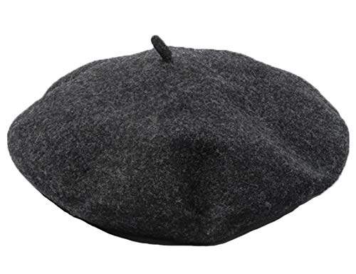 JOYHY Herren Unifarbe Wolle Künstler Französischer Baskenmütze Barette Hut Dunkelgrau mischen von JOYHY