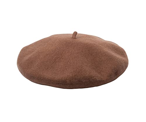 JOYHY Herren Unifarbe Wolle Künstler Französischer Baskenmütze Barette Hut Hellbraun von JOYHY