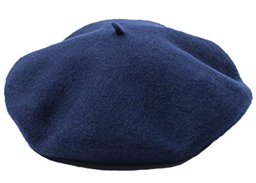JOYHY Herren Unifarbe Wolle Künstler Französischer Baskenmütze Barette Hut Navy blau von JOYHY