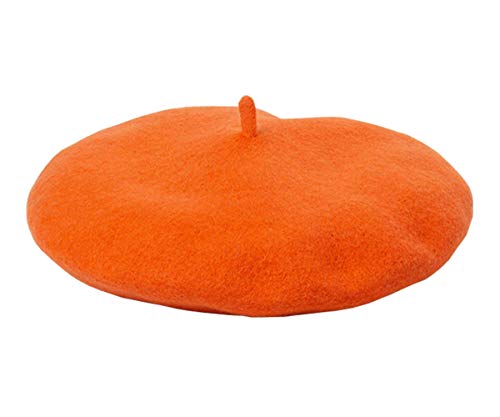 JOYHY Herren Unifarbe Wolle Künstler Französischer Baskenmütze Barette Hut Orange von JOYHY