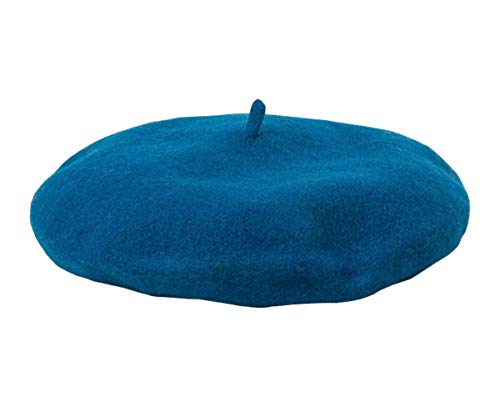JOYHY Herren Unifarbe Wolle Künstler Französischer Baskenmütze Barette Hut Pfauenblau von JOYHY