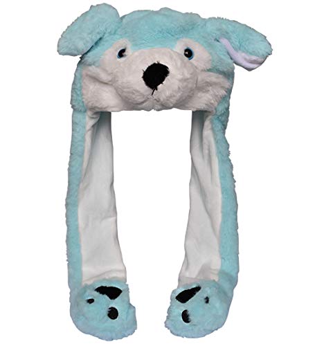 JOYHY Kinder Erwachsene Plüsch Hut Ohr Moving Ear Flap Hut mit Pfote Blau Wolf von JOYHY