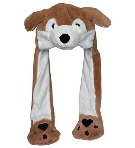 JOYHY Kinder Erwachsene Plüsch Hut Ohr Moving Ear Flap Hut mit Pfote Braun Wolf von JOYHY