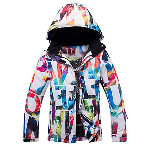 JOYISURE Damen Skianzug Farbe Batik Winterjacke Winddichter Snowboardjacke Leichte Wandern Regenjacke Wasserdicht Warmer Dicker Mantel Softshelljacke Gefüttert Daunenjacke(Weiß,XXL) von JOYISURE