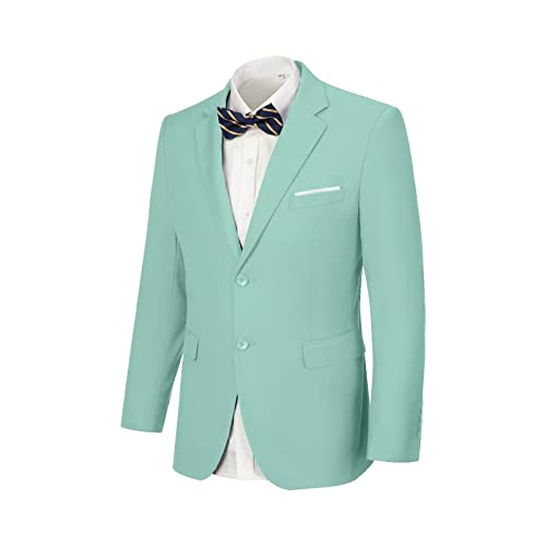 Herren-Anzugblazer, 2 Knöpfe, Sportmantel, lässige Anzugjacke für Herren, normale Passform, leicht, Hochzeit, Abschlussball, Smoking-Anzugjacke, Mint Green-1, L von JOYLYJOME