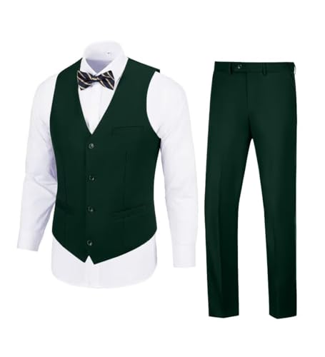 JOYLYJOME Herrenanzug, 2-teilig, schmale Passform, formell, Business, Hochzeit, Anzugweste, Hose für Herren, Dunkelgrün, Large JOYLYJOME Herrenanzug, 2-teilig, schmale Passform, formell, Business, Hochzeit, Anzugweste, Hose für Herren, Dunkelgrün, Large von JOYLYJOME
