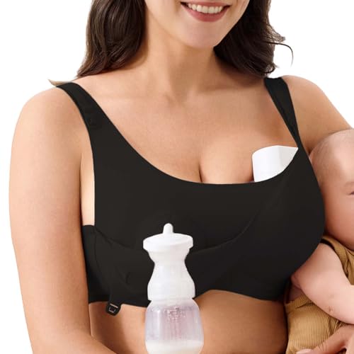 JOYNCLEON Bügelloser Pump-BH, verstellbar, mit ausziehbaren Trägern und Hakenverlängerung, Komfort Schlaf Still-BH, Schwarz, Large JOYNCLEON Bügelloser Pump-BH, verstellbar, mit ausziehbaren Trägern und Hakenverlängerung, Komfort Schlaf Still-BH, Schwarz, Large von JOYNCLEON