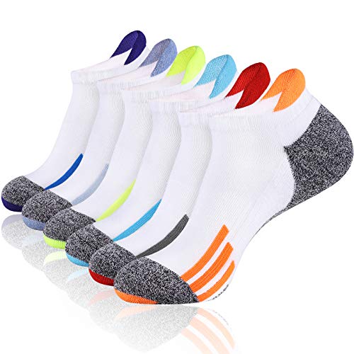 JOYNÉE Mens Ankle Athletic Sports Running Low Cut Socks for Men Cushion 6 Pairs,White,Sock Size 10-13 von JOYNÉE