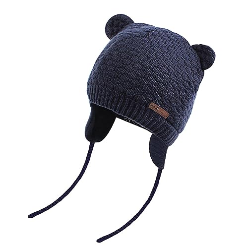 JOYORUN Unisex - Baby Mütze Beanie Strickmütze Unifarbe Wintermütze Navy Blau 43-46cm (Hersteller Größe: M) von JOYORUN