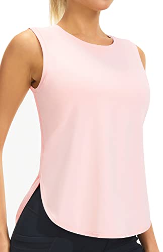 Ice Silk Workout Tank Tops für Frauen Cool-Dry Ärmellos Loose Fit Yoga Shirts Lange Athletic Tops für Frauen, Pink, Mittel von JOYSPELS