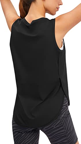 Ice Silk Workout Tank Tops für Frauen Cool-Dry Sleeveless Loose Fit Yoga Shirts Lange Athletic Tops für Frauen, schwarz, XX-Large von JOYSPELS