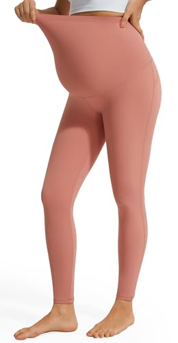 JOYSPELS Damen Umstandsleggings über dem Bauch, Workout, weich, dehnbar, Kompression, vielseitig einsetzbar, Schwangerschaft, Yogahose, Pfirsichblüte, S von JOYSPELS