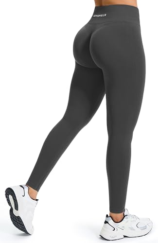 JOYSPELS Gym Sport Leggings Damen, Sporthose Damen Lang Blickdicht Po Push Up Booty Lifting Seamless Leggins Tights Dunkelschatten XL von JOYSPELS