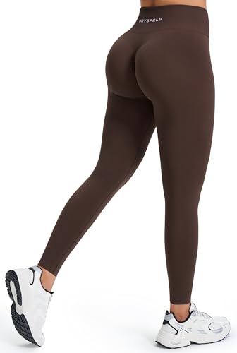 JOYSPELS Gym Sport Leggings Damen, Sporthose Damen Lang Blickdicht Po Push Up Booty Lifting Seamless Leggins Tights Zichorienkaffee S von JOYSPELS