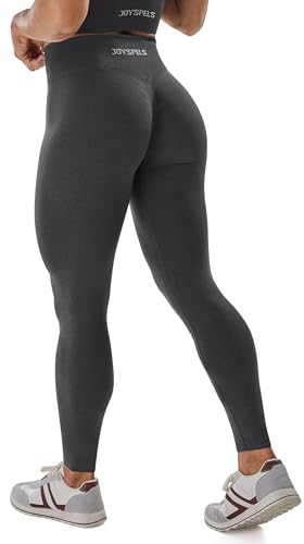 JOYSPELS Gym Sport Leggings Damen Scrunch Butt, High Waist Blickdicht Sporthose Lang Yogahose Po Push Up Seamless Shape Tights DunkelSchatten L von JOYSPELS