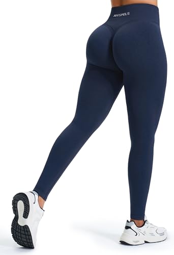 JOYSPELS Gym Sport Leggings Damen Scrunch Butt, High Waist Blickdicht Sporthose Lang Yogahose Po Push Up Seamless Shape Tights MeeresblauXS von JOYSPELS