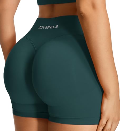 JOYSPELS Gym Sport Shorts Damen, Kurze Sporthose Damen Scrunch Butt Radlerhose Sport Leggings Kurz High Waist Blickdicht Laufhose Seamless Blaugrün XL von JOYSPELS