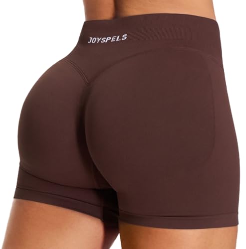 JOYSPELS Gym Sport Shorts Damen, Kurze Sporthose Damen Scrunch Butt Radlerhose Sport Leggings Kurz High Waist Blickdicht Laufhose Seamless Zichorienkaffee M von JOYSPELS