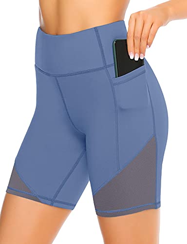 JOYSPELS Kurze Sporthose Damen, Radlerhose Damen Kurz Laufhose Leggings Sport Biker Running Yoga Fitness Shorts Blau L von JOYSPELS