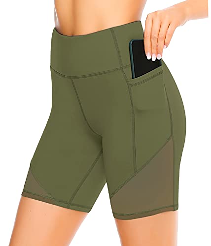 JOYSPELS Kurze Sporthose Damen, Radlerhose Damen Kurz Laufhose Leggings Sport Biker Running Yoga Fitness Shorts Grün S von JOYSPELS