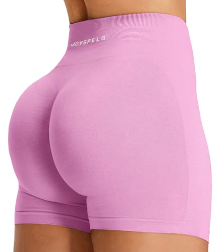 JOYSPELS Kurze Sporthose Damen Sport Shorts, High Waist Radlerhose Kurz Leggings Push Up Gym Laufhose Scrunch Booty Lifting Leggins Sommer(Bonbonpink,S) von JOYSPELS