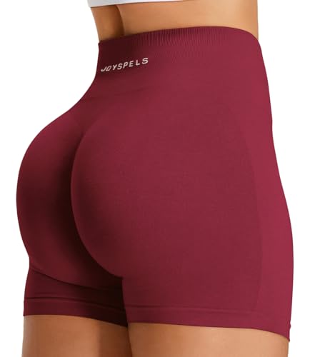 JOYSPELS Kurze Sporthose Damen Sport Shorts, High Waist Radlerhose Kurz Leggings Push Up Gym Laufhose Scrunch Booty Lifting Leggins Sommer(Vogelkirschenrot,M) von JOYSPELS