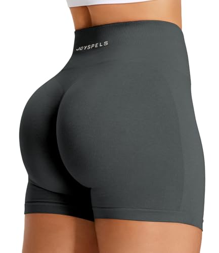 JOYSPELS Kurze Sporthose Damen Sport Shorts, High Waist Radlerhose Kurz Leggings Push Up Gym Laufhose Scrunch Leggins Sommer(Dunkelgrau,XL) von JOYSPELS