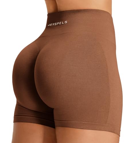 JOYSPELS Kurze Sporthose Damen Sport Shorts, High Waist Radlerhose Kurz Leggings Push Up Gym Laufhose Scrunch Leggins Sommer(Herbstrot,XL) von JOYSPELS