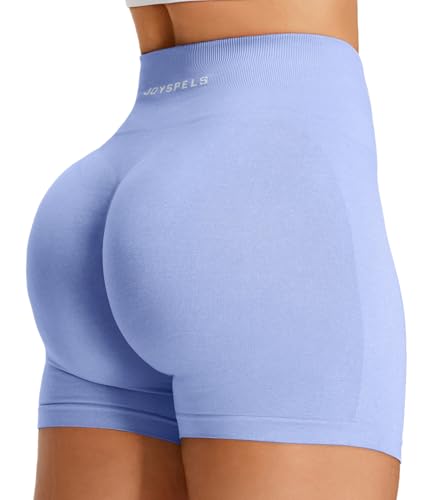 JOYSPELS Kurze Sporthose Damen Sport Shorts, High Waist Radlerhose Kurz Leggings Push Up Gym Laufhose Scrunch Leggins Sommer(Hortensie,L) von JOYSPELS