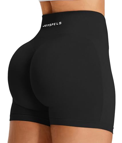 JOYSPELS Kurze Sporthose Damen Sport Shorts, High Waist Radlerhose Kurz Leggings Push Up Gym Laufhose Scrunch Leggins Sommer(Schwarz,S) von JOYSPELS