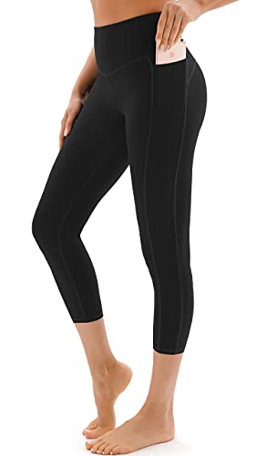 JOYSPELS Leggings Damen 3/4 Hose Leggins Capri Sporthose, Schwarz, XS von JOYSPELS