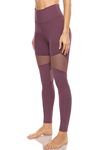 JOYSPELS Leggings Damen mit Mesh Sportleggins Damen Lang Mit Taschen Blickdichte Yoga Sporthose Damen, Rosa, 2XL von JOYSPELS