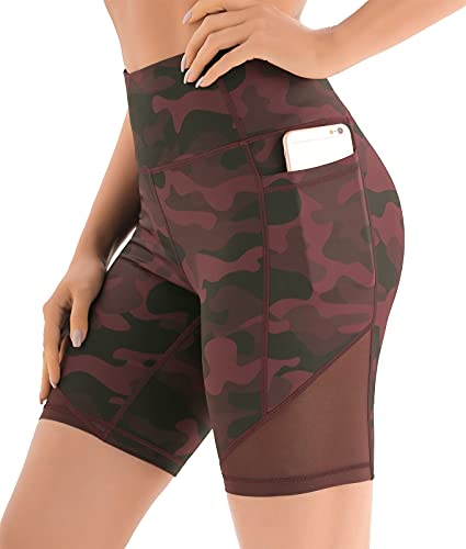 JOYSPELS Mesh Kurze Sporthose Hose Damen Leggings Kurz Radlerhose Sport Shorts, Camo, 34 (XS) von JOYSPELS