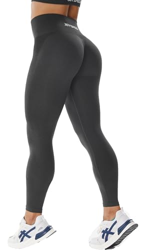 JOYSPELS Nahtlose Yogahose, Workout-Leggings für Damen, Kompression, Bauchkontrolle, Fitnessstudio, Fitness, Po-Lifting, GRAU, S von JOYSPELS