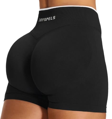 JOYSPELS Scrunch Sport Shorts Damen, Nahtlose Sporthose Kurze Radlerhose Push Up Leggings Gym Leggins Laufhose Sommer Sportshorts (Schwarz,M) von JOYSPELS