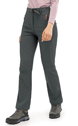 JOYSPELS Skihose Damen, Winddichte Gefütterte Softshellhose Damen Winter wasserdichte Wanderhose Grau, L von JOYSPELS