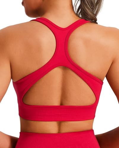 JOYSPELS Sport BH Damen Starker Halt ohne Buegel Gepolstert Bustier große brüste trägerloser BH Crop Tops Seamless Push Up Workout Top Fitness Acerola S von JOYSPELS