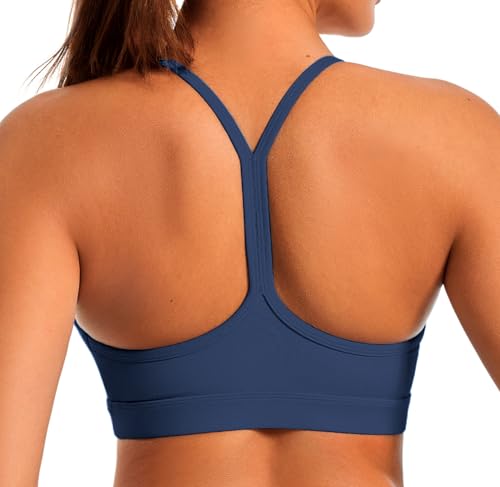JOYSPELS Sport BH Damen ohne Buegel Gepolstert Bustier trägerloser Crop Tops Yoga Bra Workout Yoga Top Fitness Meeresblau M von JOYSPELS