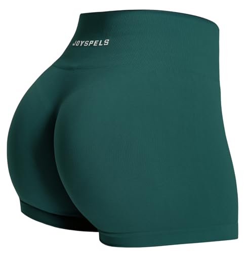 JOYSPELS Sport Gym Shorts Damen, Kurze Sporthose Damen Radlerhose High Waist Blickdicht Laufhose Seamless Blaugrün XL von JOYSPELS