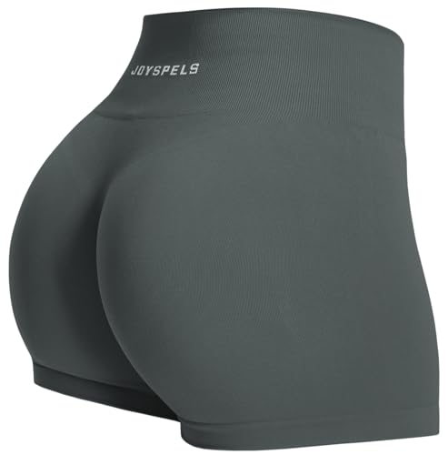 JOYSPELS Sport Gym Shorts Damen, Kurze Sporthose Damen Radlerhose High Waist Blickdicht Laufhose Seamless Dunkelschatten S von JOYSPELS