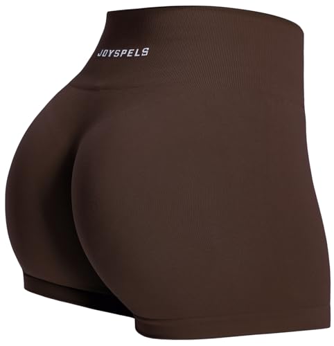 JOYSPELS Sport Gym Shorts Damen, Kurze Sporthose Damen Radlerhose High Waist Blickdicht Laufhose Seamless Zichorienkaffee L von JOYSPELS