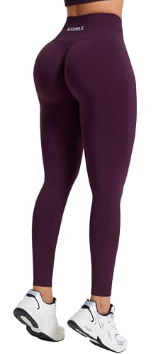 JOYSPELS Sport Leggings Damen, High Waist Sporthose Blickdicht Sportleggins Gym Leggins Push Up Yogahose, Bordeauxrot L von JOYSPELS