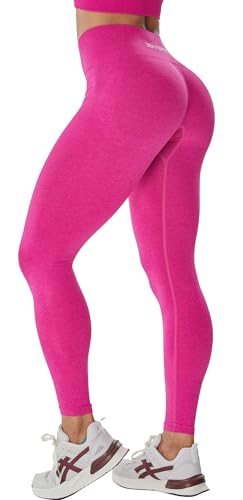 JOYSPELS Sport Leggings Damen, High Waist Sporthose Blickdicht Sportleggins Scrunch Butt Leggins Push Up Yogahose, Persischrot L von JOYSPELS