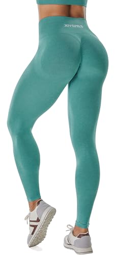 JOYSPELS Sport Leggings Damen, High Waist Sporthose Blickdicht Sportleggins Scrunch Butt Leggins Push Up Yogahose, Saftiggrün L von JOYSPELS